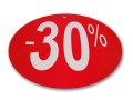 Tablica tabliczka kartonowa okrągła z napisami -30% fi 24 cm