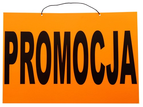 Tabliczka z napisami PROMOCJA
