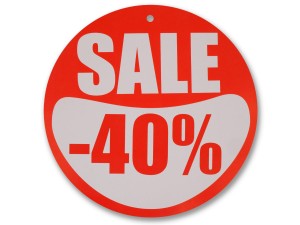 Tablica - etykieta SALE -40% fi 30cm