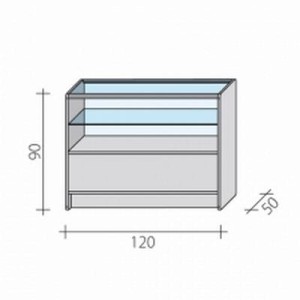 Glass showcase glazed in two-thirds 120
