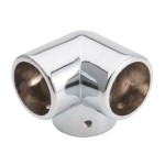 Złączka narożnikowa trzykierunkowa, złącze, narożnik 90 st. z blokadą do drążka Q32 chrom