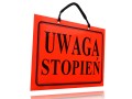Tabliczka tablica informacyjna z napisami UWAGA STOPIEŃ laminowana