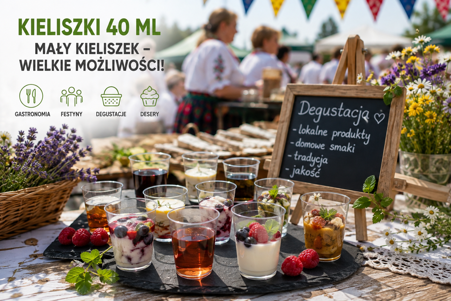 Kieliszki plastikowe wielorazowe 40 ml – 10 praktycznych zastosowań w gastronomii, cateringu i na festynach