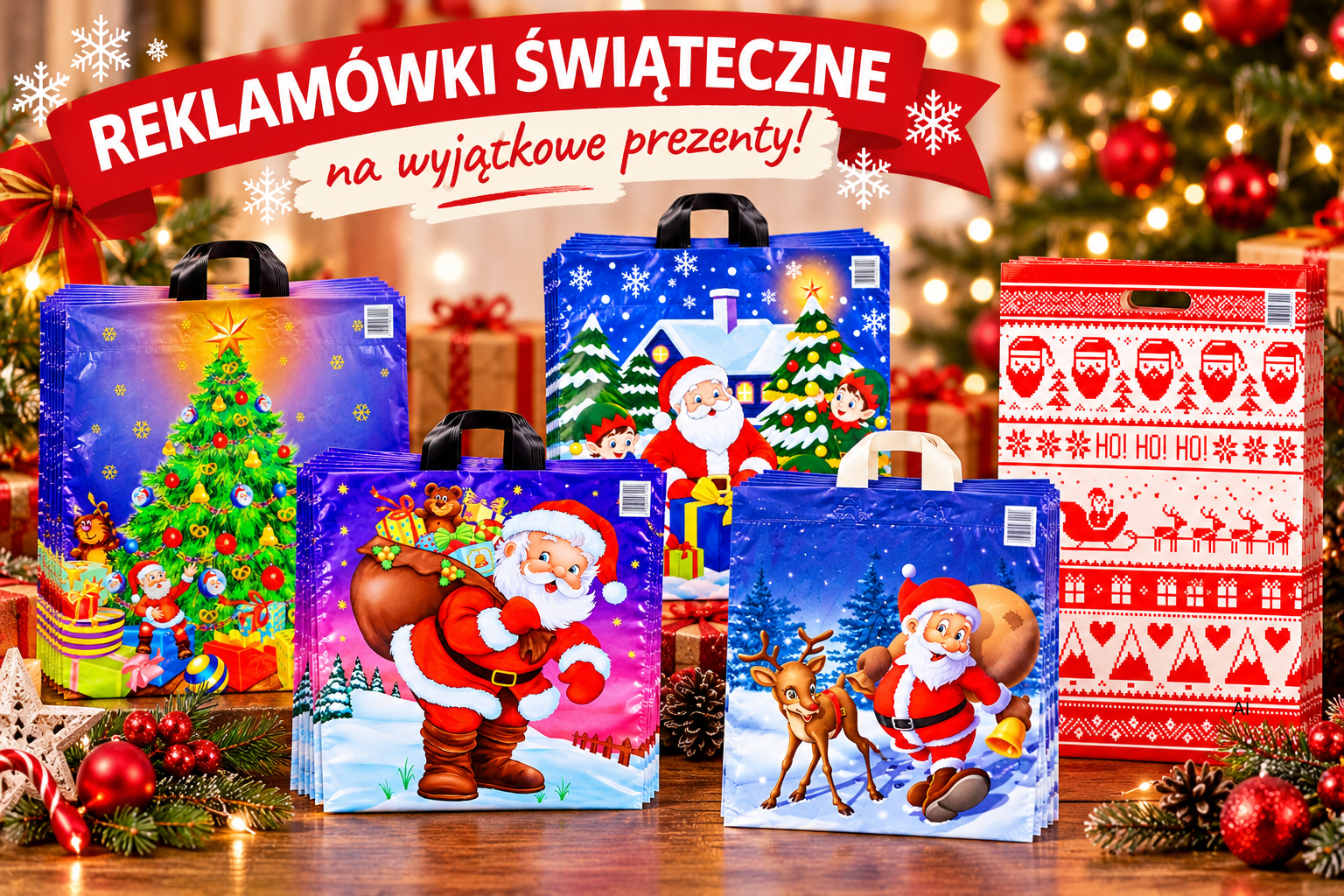 Reklamówki świąteczne do sklepów i na prezenty – praktyczne torby na zakupy, Mikołajki i Boże Narodzenie 2026